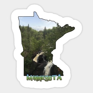 Minnesota Outline (Devil's Kettle in Judge Magney State Park) Sticker